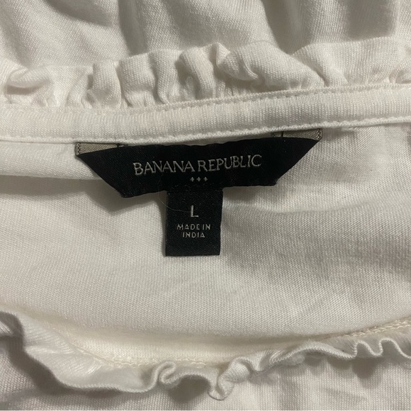 Banana Republic White Floral Embroidered Puff Sleeve Soft T Shirt - Picture 4 of 5